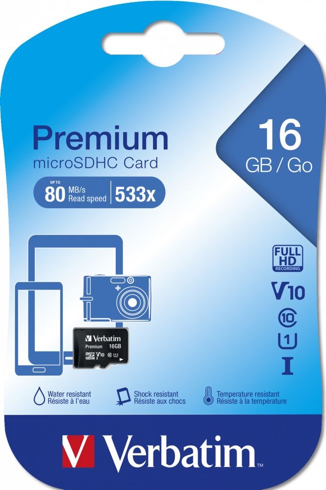Verbatim 44010 SDHC 16GB U1 Class 10 micro memóriakártya