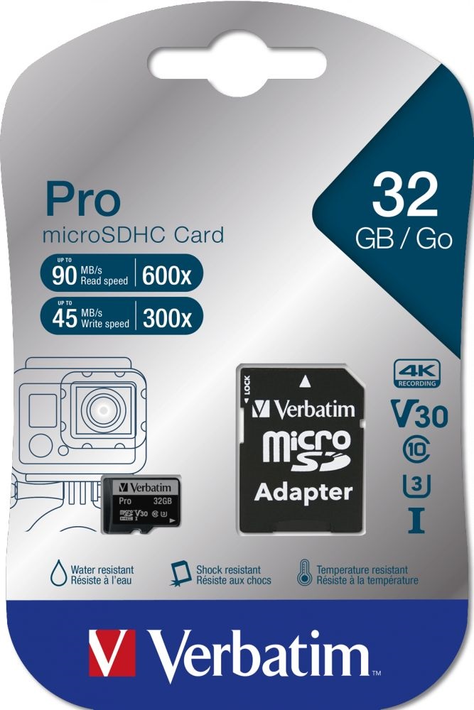 Verbatim 47041 SDHC 32GB Pro U3 Class 10 micro memóriakártya + adapter