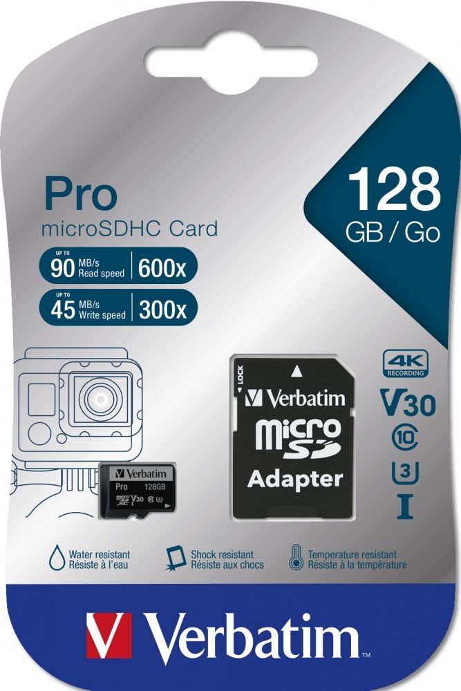 Verbatim 47044 SDXC 128GB Pro UHS-3 Class 10 micro memóriakártya + adapter