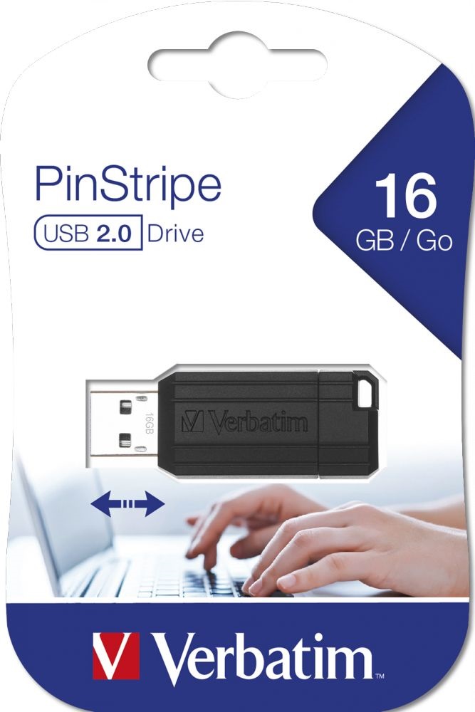 Verbatim 49063 PIN STRIPE 16GB USB 2.0 fekete Flash Drive