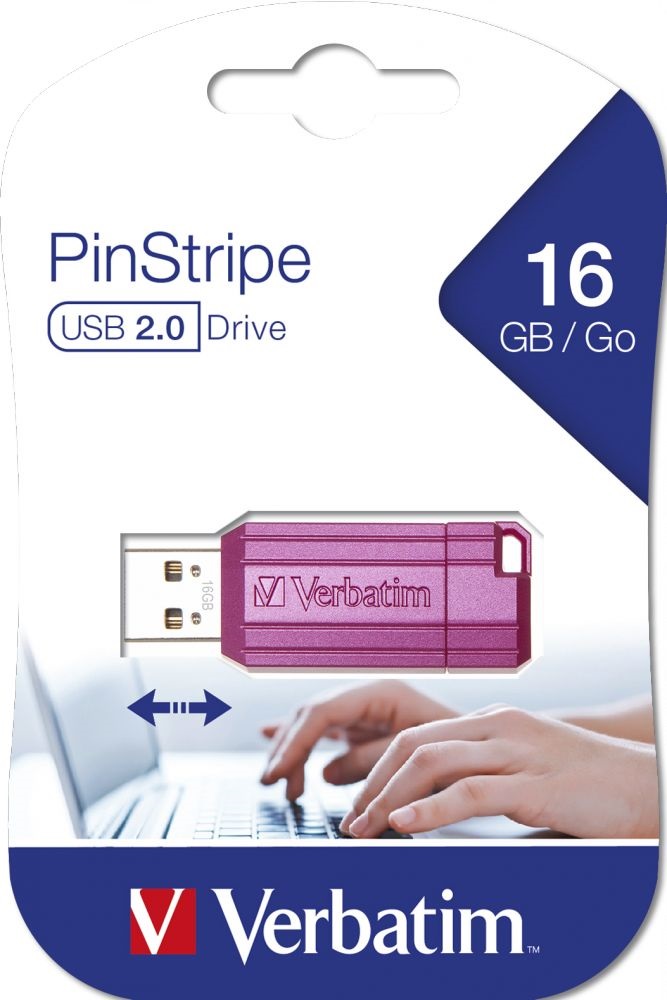 Verbatim 49067 PIN STRIPE Store`n`Go 16GB USB 2.0 pink Flash Drive