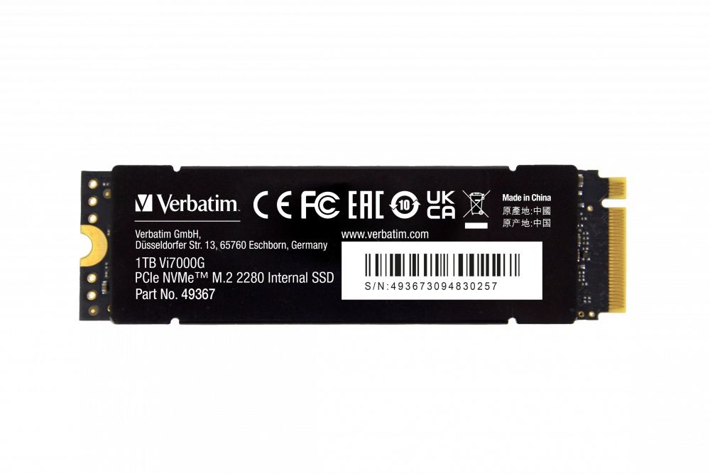 Verbatim 49367 Vi7000G 1TB Internal PCIe NVMe M.2 fekete SSD