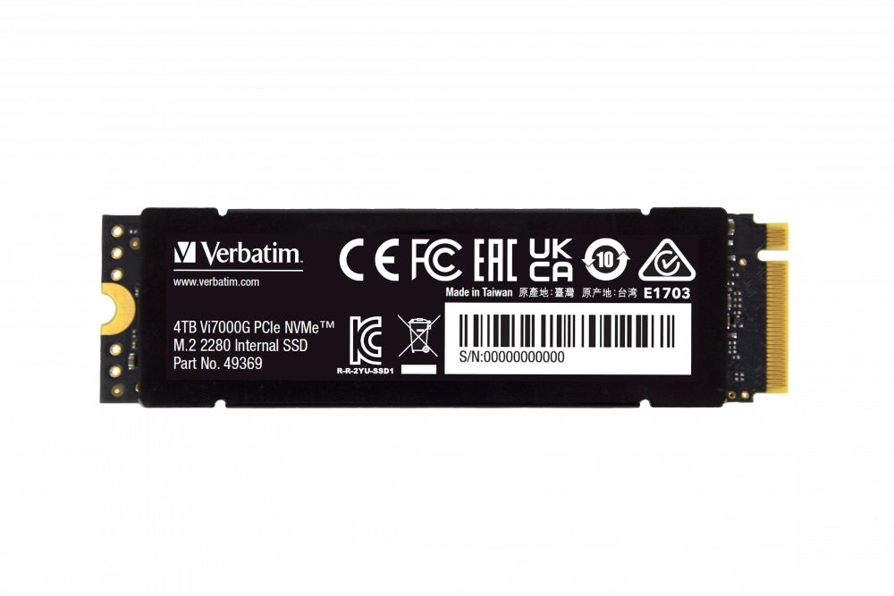 Verbatim 49369 Vi7000G 4TB Internal PCIe NVMe M.2 fekete SSD