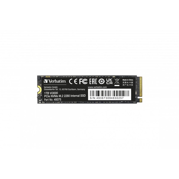 Verbatim 49375 Vi3000 1TB Internal PCIe NVMe M.2 fekete SSD