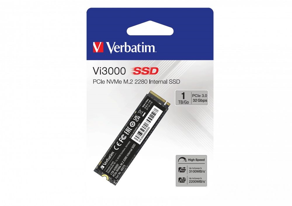 Verbatim 49375 Vi3000 1TB Internal PCIe NVMe M.2 fekete SSD