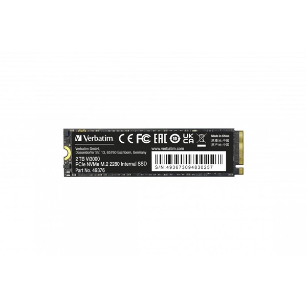 Verbatim 49376 Vi3000 2TB Internal PCIe NVMe M.2 fekete SSD