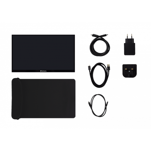 Verbatim 49592 15,6" PMT-15 FHD IPS HDMI/USB-C fekete fém borítású érintőképernyős monitor