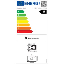 Verbatim 49592 15,6" PMT-15 FHD IPS HDMI/USB-C fekete fém borítású érintőképernyős monitor