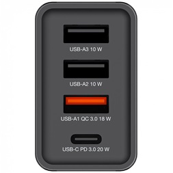 Verbatim 49700 CHR-30EU1 USB 30W 1xUSB-C PD 20W/1xUSB-A QC 3.0/2xUSB-A 10W fekete hálózati töltő