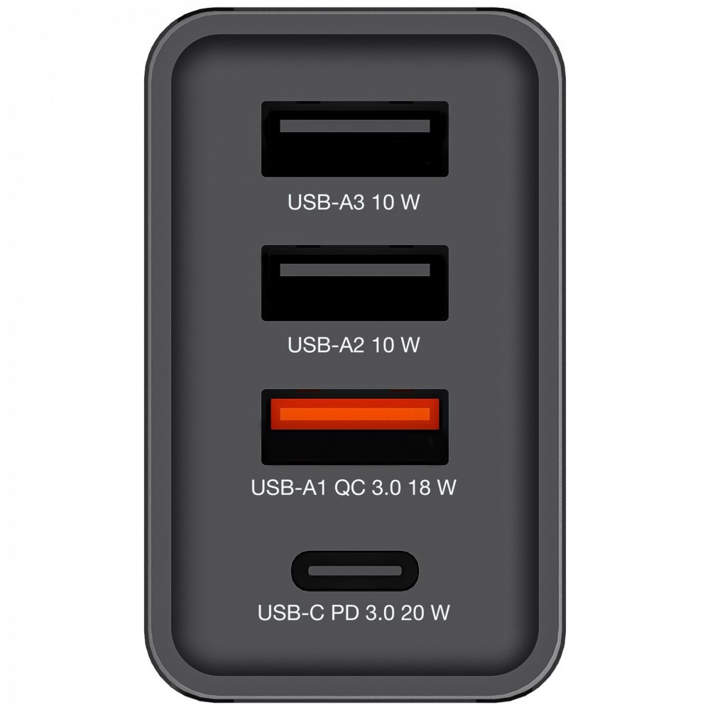 Verbatim 49700 CHR-30EU1 USB 30W 1xUSB-C PD 20W/1xUSB-A QC 3.0/2xUSB-A 10W fekete hálózati töltő