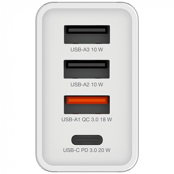 Verbatim 49701 CHR-30EU2 USB 30W 1xUSB-C PD 20W/1xUSB-A QC 3.0/2xUSB-A 10W fehér hálózati töltő