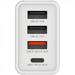 Verbatim 49701 CHR-30EU2 USB 30W 1xUSB-C PD 20W/1xUSB-A QC 3.0/2xUSB-A 10W fehér hálózati töltő