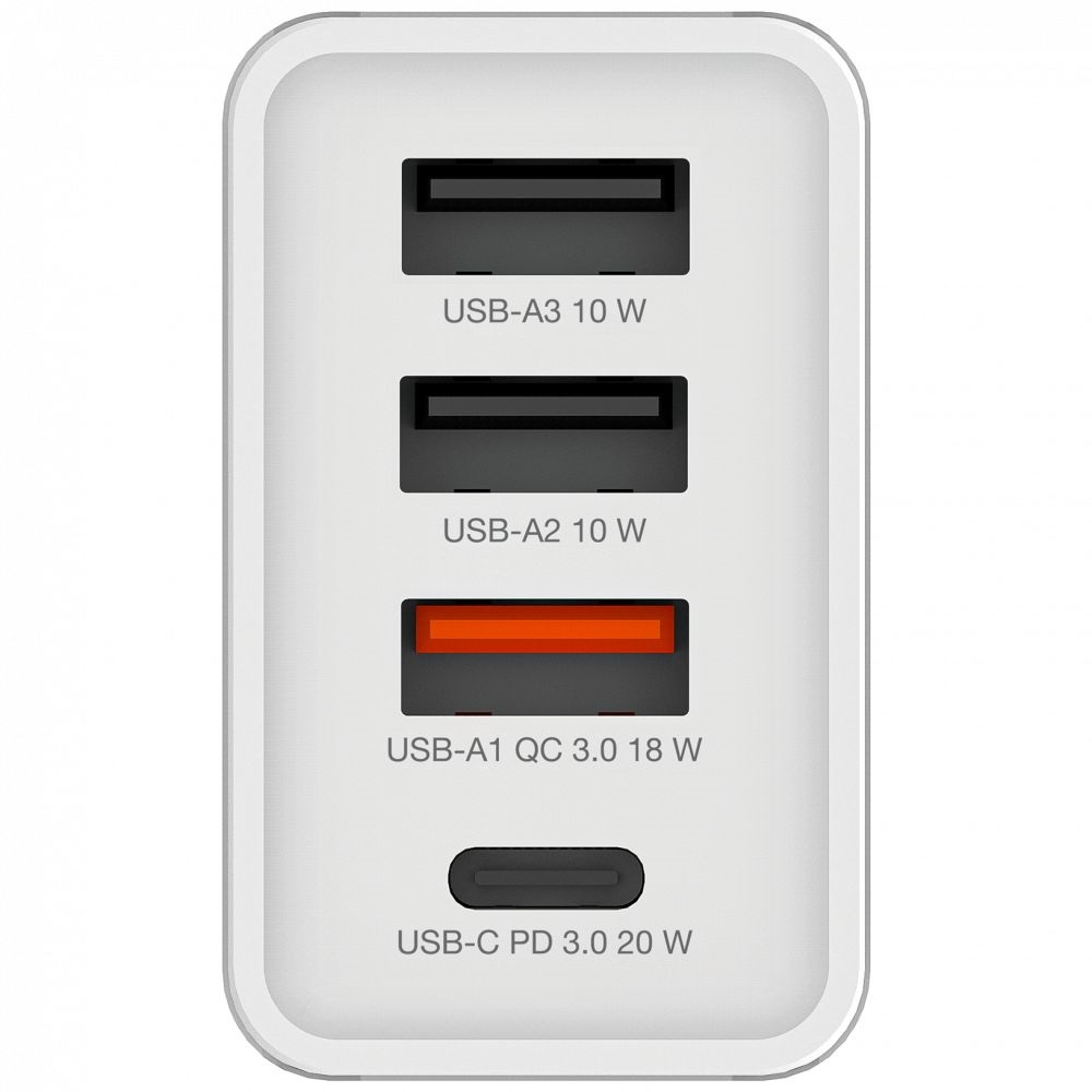 Verbatim 49701 CHR-30EU2 USB 30W 1xUSB-C PD 20W/1xUSB-A QC 3.0/2xUSB-A 10W fehér hálózati töltő