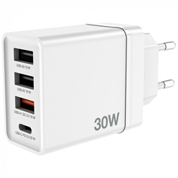 Verbatim 49701 CHR-30EU2 USB 30W 1xUSB-C PD 20W/1xUSB-A QC 3.0/2xUSB-A 10W fehér hálózati töltő