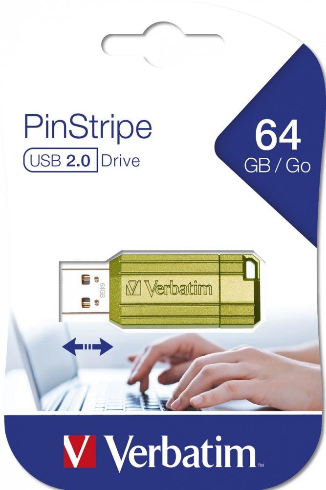 Verbatim 49964 PIN STRIPE Store`n`Go 64GB USB 2.0 zöld Flash Drive