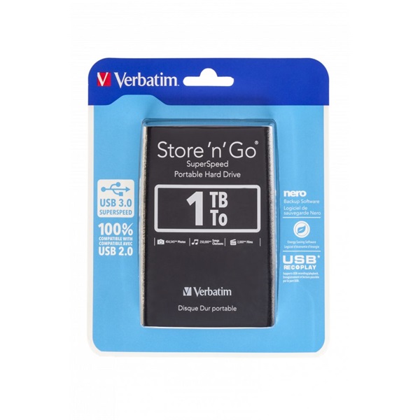 Verbatim 53023 Store `n` Go 1TB USB 3.0 fekete külső winchester