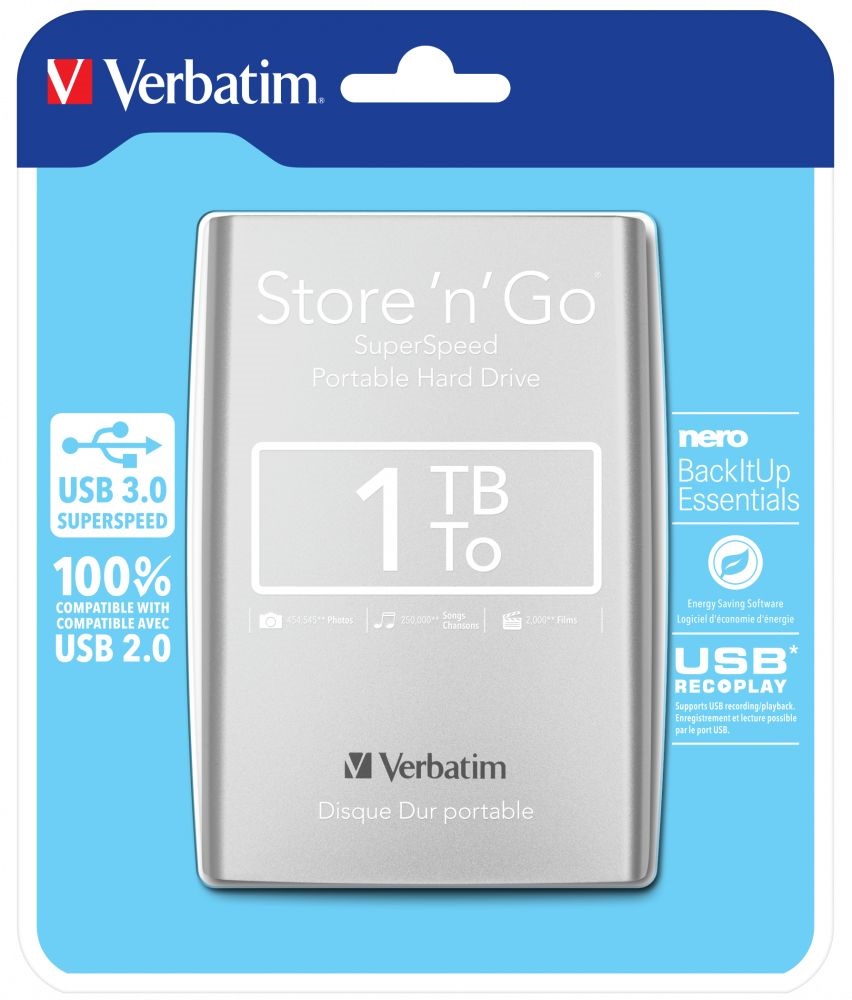 Verbatim 53071 Store `n` Go 2,5" 1TB USB 3.0 ezüst külső winchester