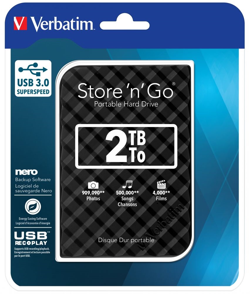 Verbatim 53195 Store `n` Go 2,5" 2TB USB 3.0 SuperSpeed fekete külső winchester