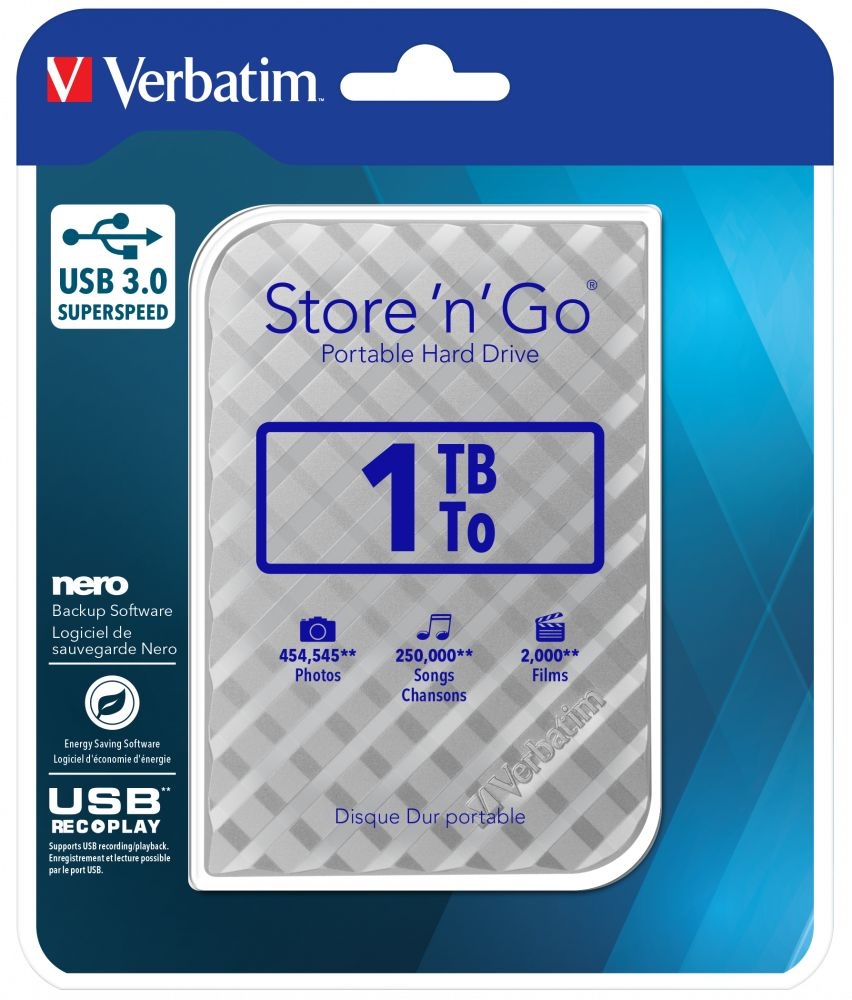 Verbatim 53197 Store `n` Go 2,5" 1TB USB 3.0 SuperSpeed ezüst külső winchester