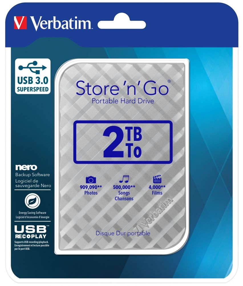 Verbatim 53198 Store `n` Go 2,5" 2TB USB 3.0 SuperSpeed ezüst külső winchester
