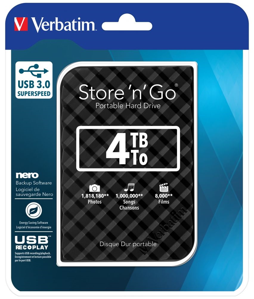 Verbatim 53223 Store `n` Go 2,5" 4TB USB 3.0 SuperSpeed fekete külső winchester