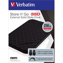 Verbatim 53249 Store `n` Go 256GB GEN2 USB 3.2 gen 1 fekete külső SSD