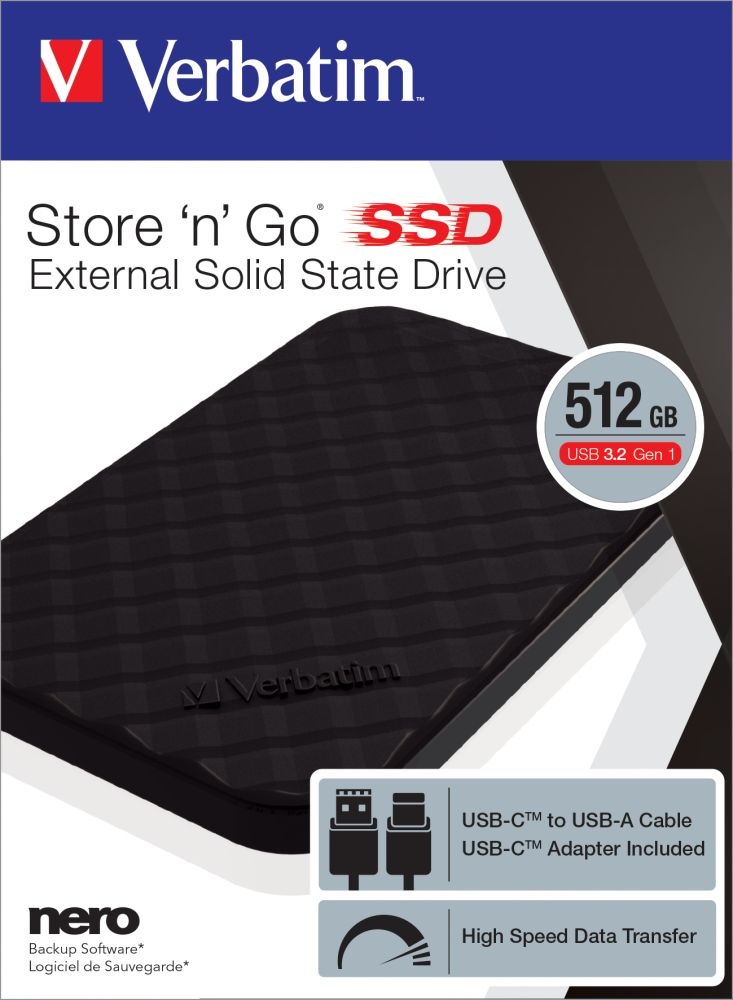 Verbatim 53250 Store `n` Go 512GB GEN2 USB 3.2 gen 1 fekete külső SSD