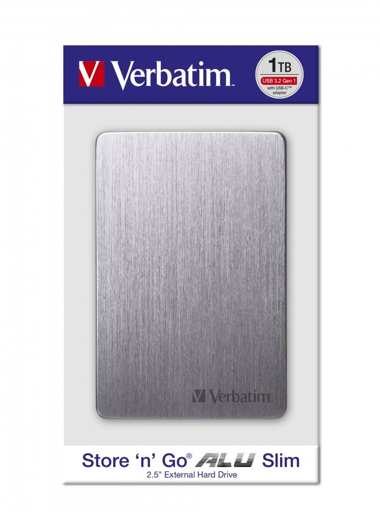 Verbatim 53662 Store `n` Go ALU Slim 2,5” 1TB USB 3.2 Gen 1 szürke HDD