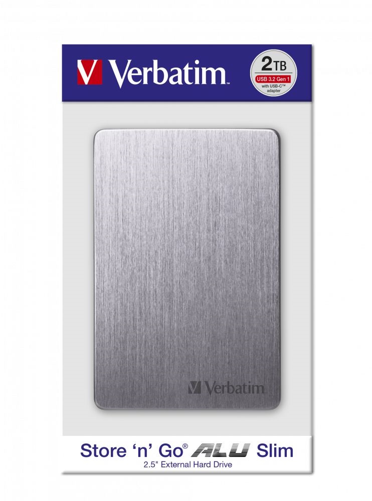 Verbatim 53665 Store `n` Go ALU Slim 2,5” 2TB USB 3.2 Gen 1 szürke HDD