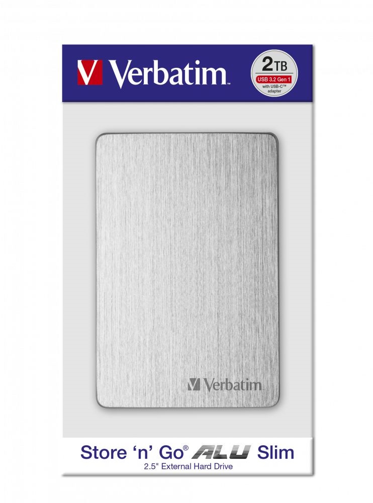Verbatim 53666 Store `n` Go ALU Slim 2,5” 2TB USB 3.2 Gen 1 ezüst HDD