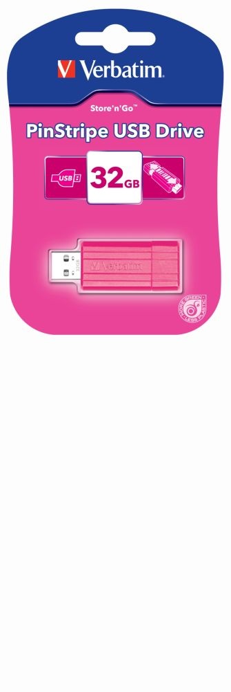Verbatim 49056 PIN STRIPE Store`n`Go 32GB USB 2.0 pink Flash Drive