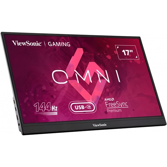 ViewSonic 17,3" VX1755 FHD IPS 144Hz USB-C/HDMI fekete hordozható gamer monitor