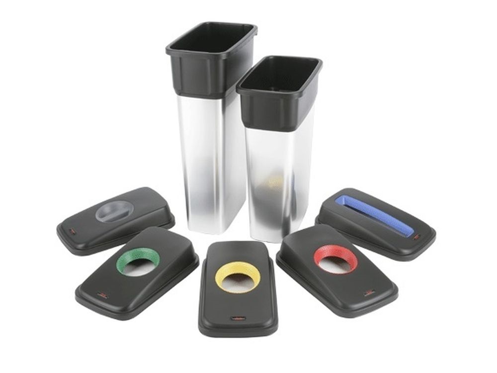 Vileda Geo 55 l szelektív, műa., alu.borítású fedél nélküli hulladékgyűjtő