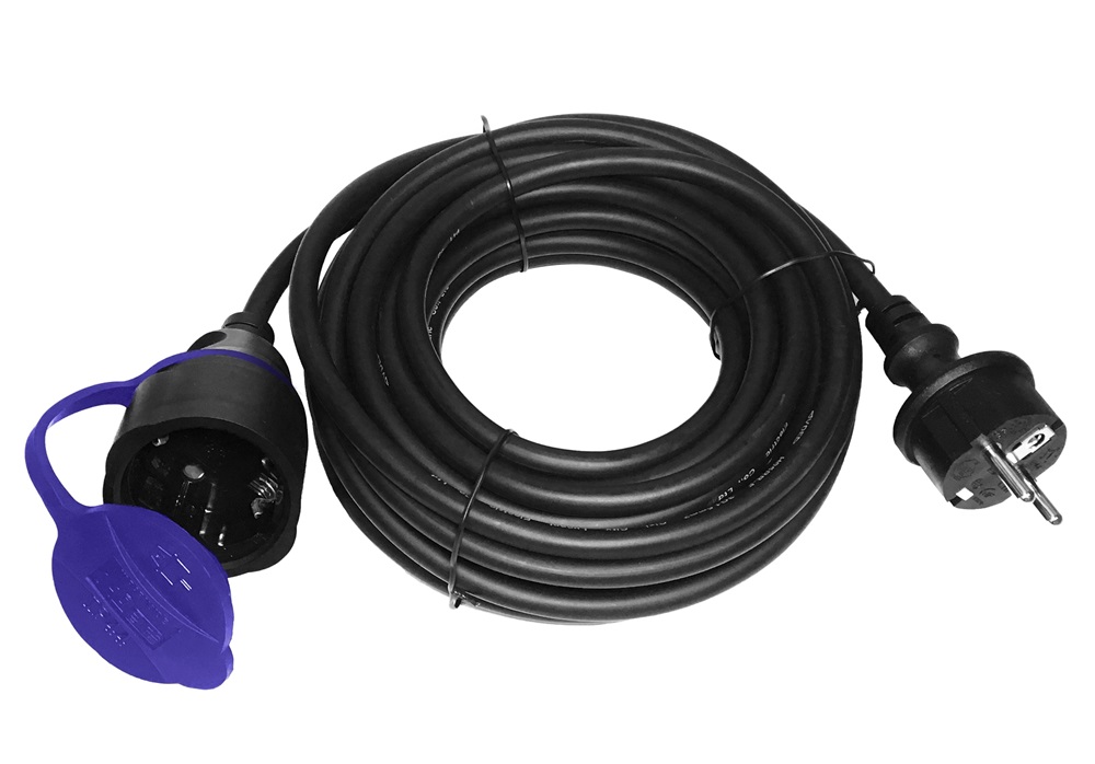 Virone 321591 H07RN-F 3x1,5mm2 IP44 16A 250V 3500W fekete gumi 10m csapfedeles kültéri hosszabbító