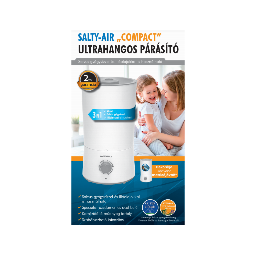 Vivamax GYVH47 Salty-Air „Compact” 3 az 1-ben ultrahangos párásító