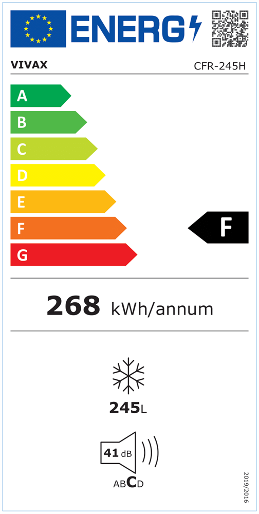 Vivax CFR-245H fehér, Fagyasztó:245L, fagyasztóláda