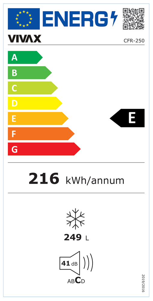 Vivax CFR-250 fehér, Fagyasztó:249L, fagyasztóláda