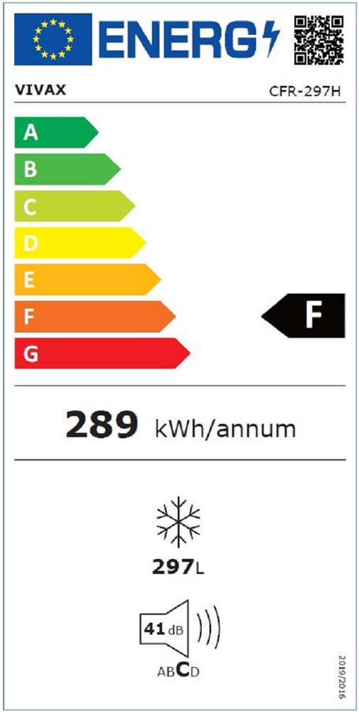 Vivax CFR-297H fehér, Fagyasztó:297L, fagyasztóláda