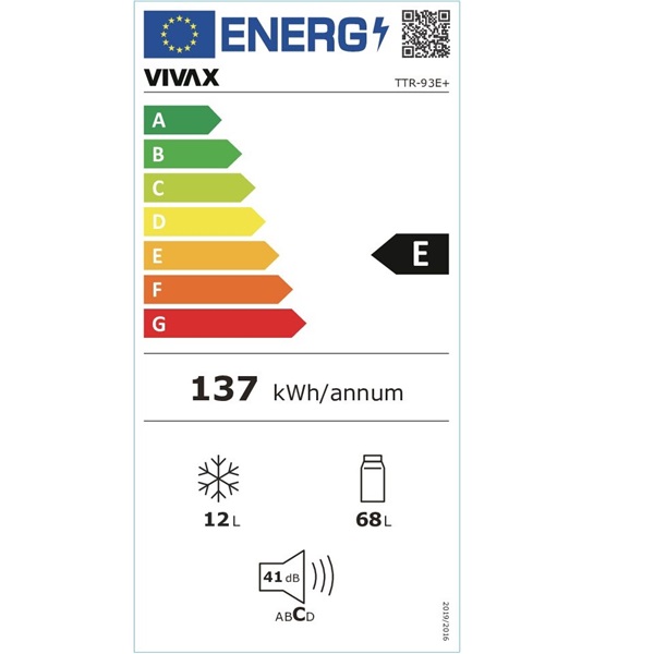 Vivax TTR-93E+ egyajtós hűtőszekrény