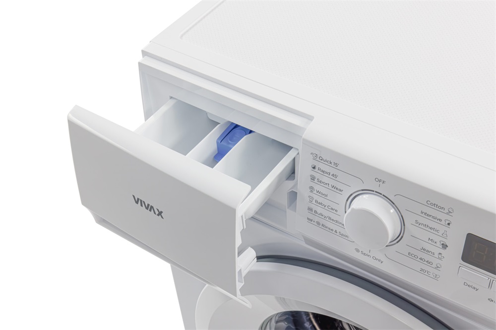 Vivax WFL-100615BS fehér, elöltöltős, keskeny, max.1000ford., 6 kg, mosógép