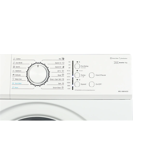Vivax WFL-100616CSI fehér, elöltöltős, max.1000ford., 6kg, keskeny mosógép
