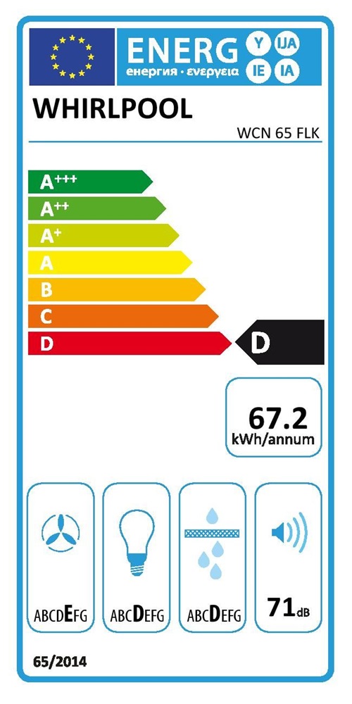 Whirlpool WCN 65 FLK fekete, beépíthető, döntött, méret:60 cm, zajszint:71 dB, páraelszívó