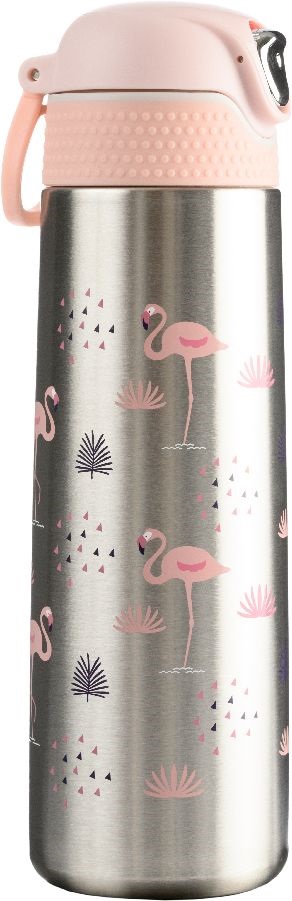 Wabo acél fedeles 420ml ezüst flamingós termosz