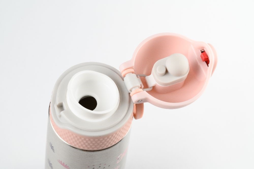 Wabo acél fedeles 420ml ezüst flamingós termosz
