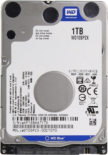 Western Digital 2,5" 1000GB belső SATAIII 5400RPM 128MB Blue WD10SPZX notebook winchester
