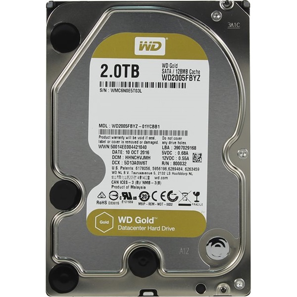 Western Digital 3,5" 2000GB belső SATAIII 7200RPM 128MB Gold WD2005FBYZ winchester