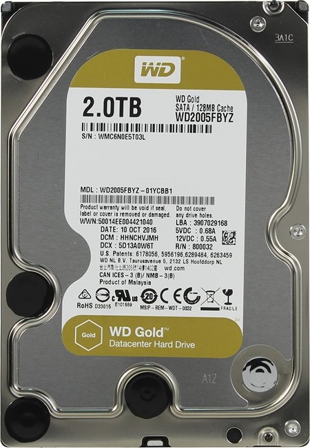 Western Digital 3,5" 2000GB belső SATAIII 7200RPM 128MB Gold WD2005FBYZ winchester
