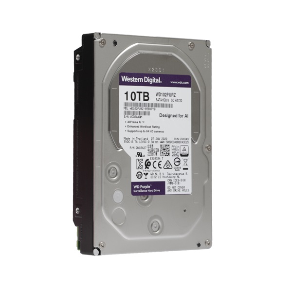 Western Digital 3,5" 10000GB belső SATAIII 7200RPM 256MB PURPLE WD102PURZ winchester 3 év