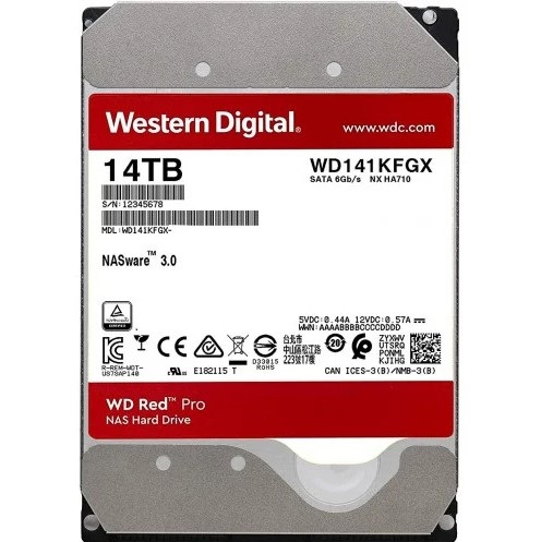 Western Digital 3,5" 14000GB belső SATAIII 7200RPM 512MB RED PRO WD141KFGX winchester 5 év