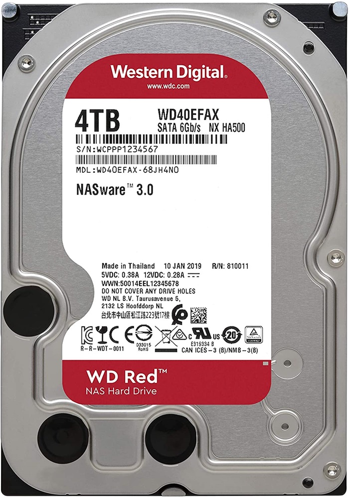 Western Digital 3,5" 4000GB belső SATAIII 5400RPM 256MB RED WD40EFAX winchester 3 év
